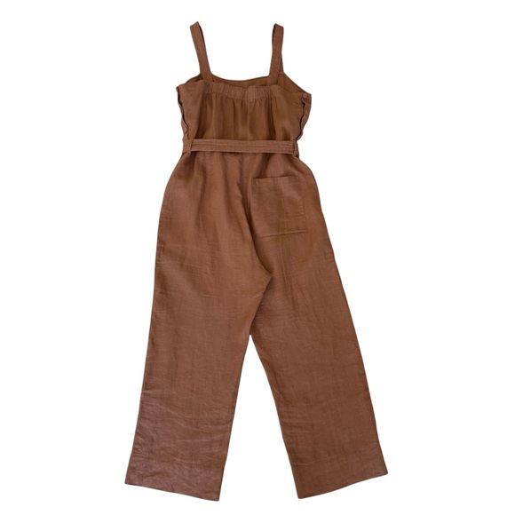 Everlane Linen Side Button Jumpsuit Brown Sz 6 - Picture 6 of 11